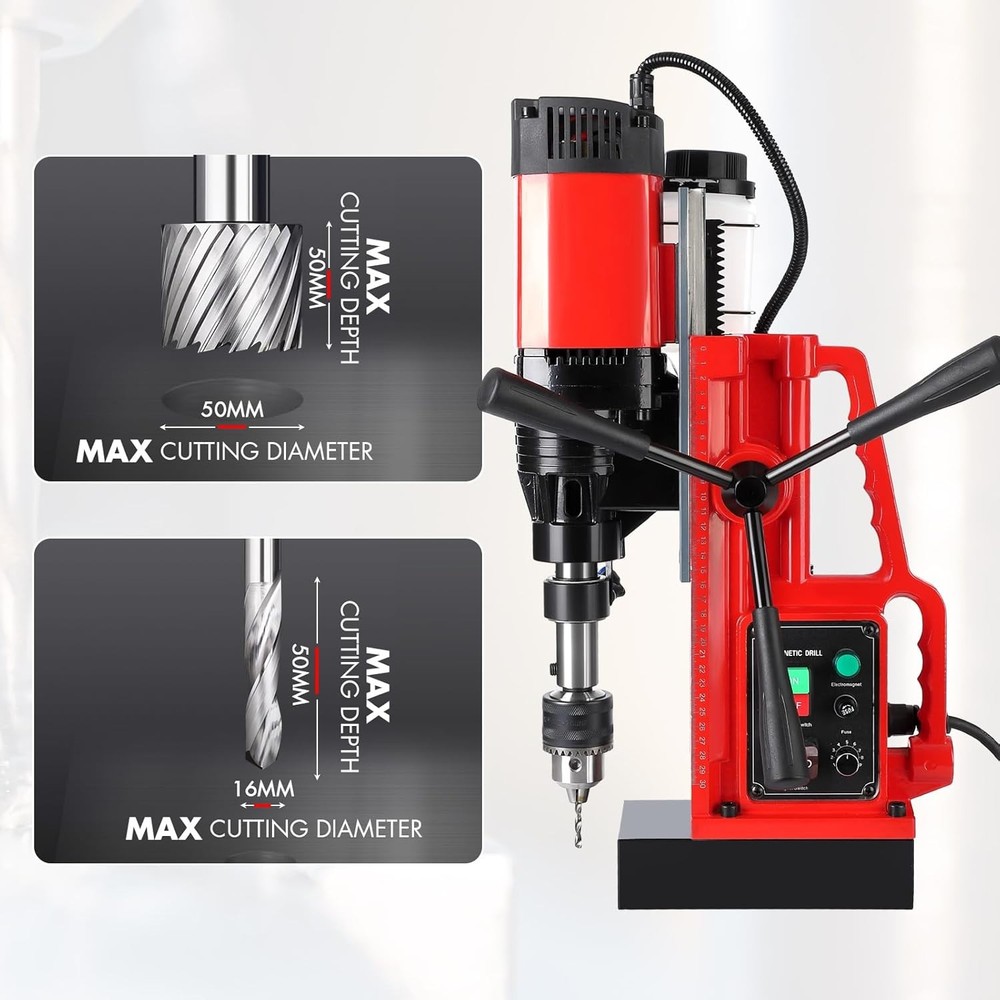 Mag Drill Press, 2" Boring Diameter 50 Single Track Speed ​​​​Adjustable Power