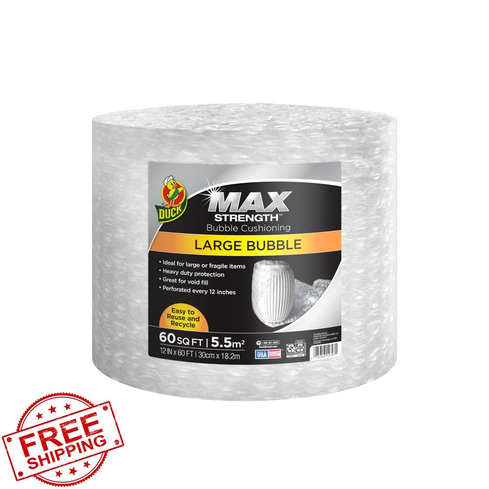 Duck Max Strength Bubble Wrap 60FT Moving Shipping Perforated