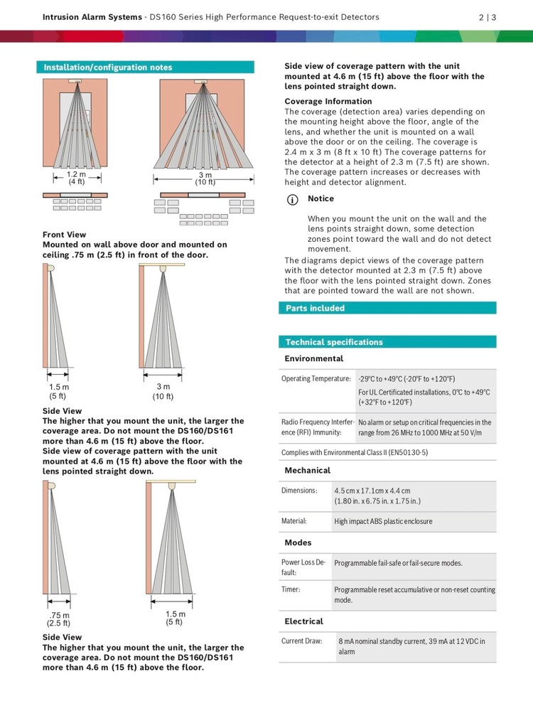 BOSCH DS160 High Performance Request-to-Exit PIR Motion Detection