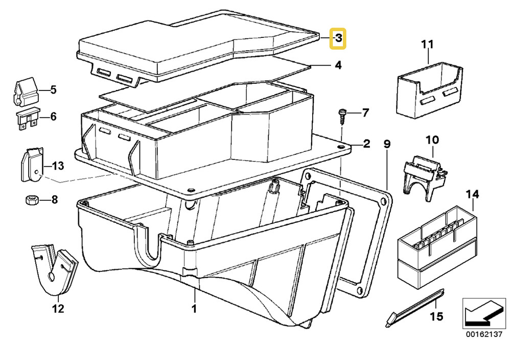 Fuse box cover for BMW E-36