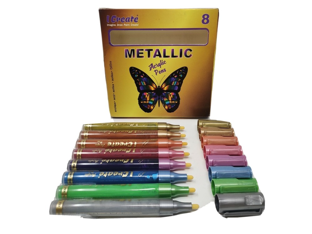 I CREATE Acrylic Pens | Metallic Colours - 8 Pack