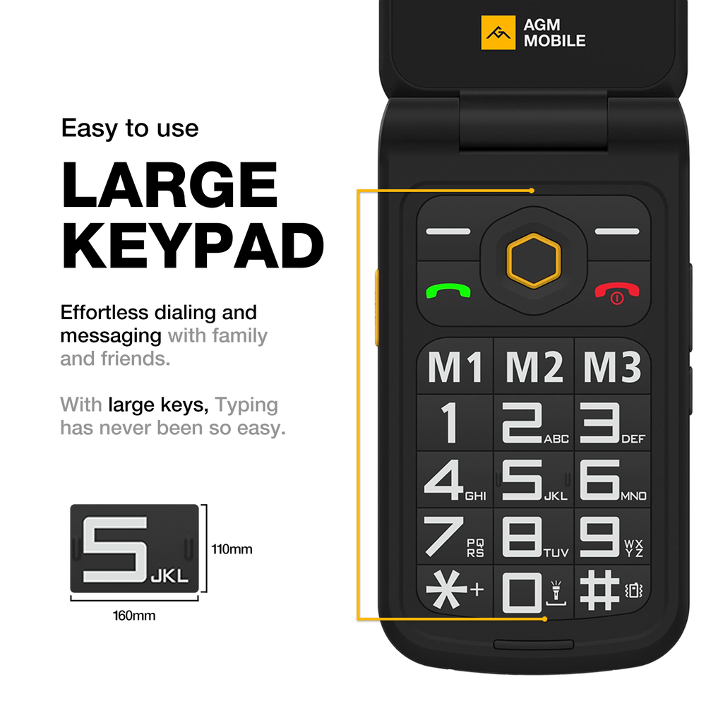 AGM M8 Flip 4G Rugged Feature Phone Large Button Large Icon Basic Phone