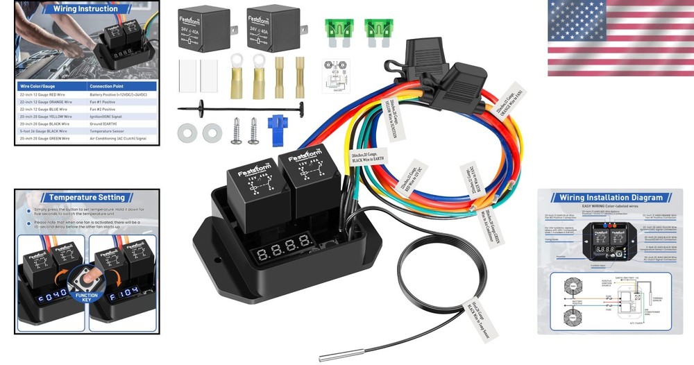 Dual Electric Fan Switch Kit 12V/24V