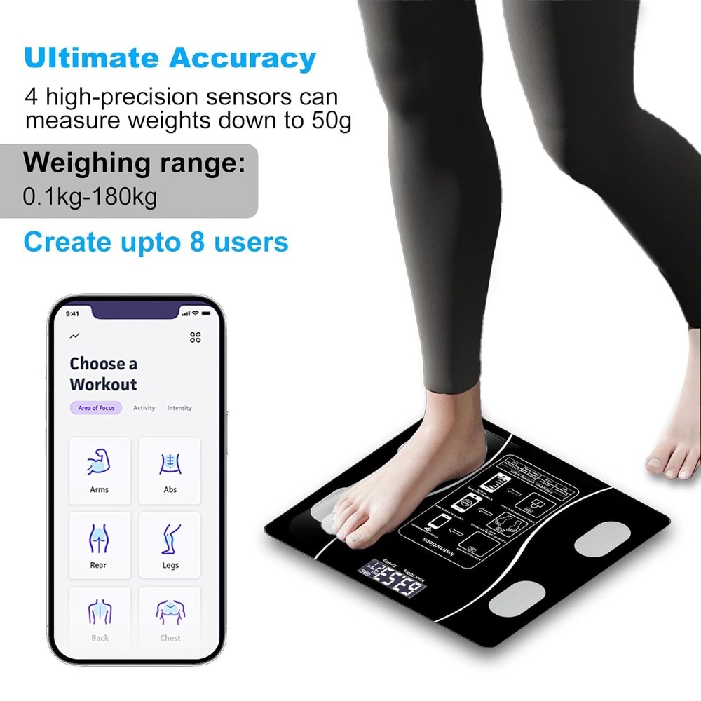 Digital Body Weight Scale Bluetooth Fat Scale High Precision Backlit Display US