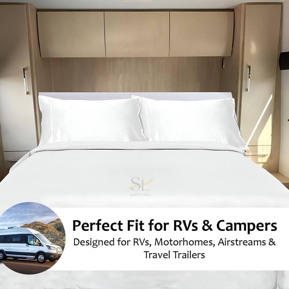 Microfiber RV Sheet Sets, 72x80 Camper King, White Solid - Fits Mattresses up...