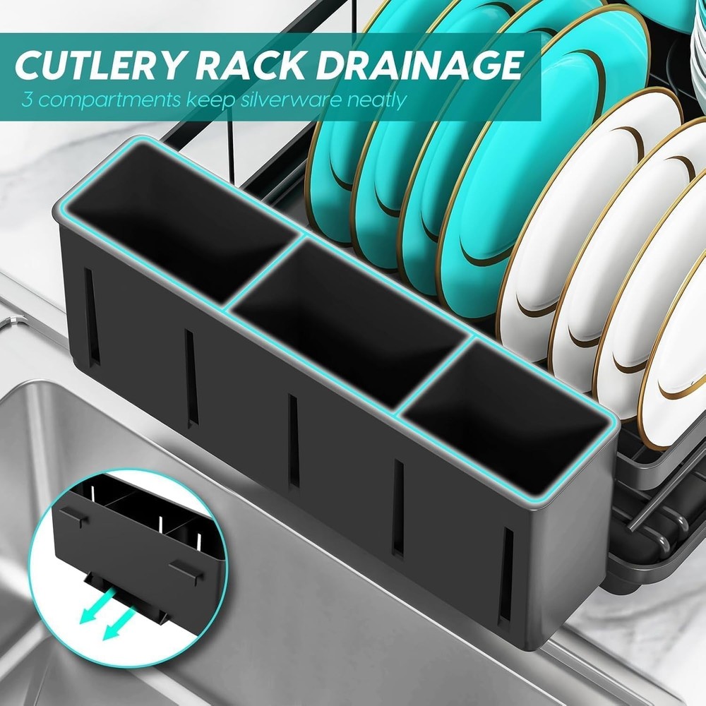 Dish Drying Rack Space-Saving Dish Racks Kitchen Counter Rustproof Drying Rack