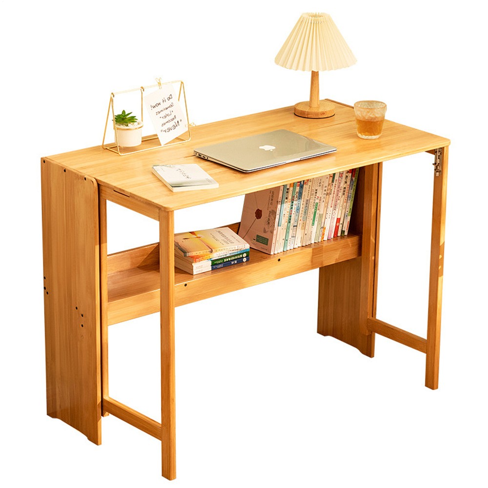 Folding Desk Table Multipurpose Dining Table W/Storage Shelf Home Space-Save US
