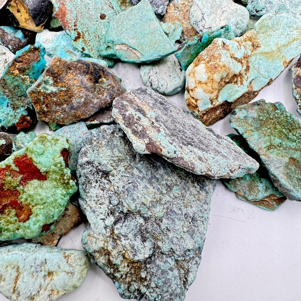 One Pound Natural Veins Turquoise Thin Authentic Hard Blue & Green
