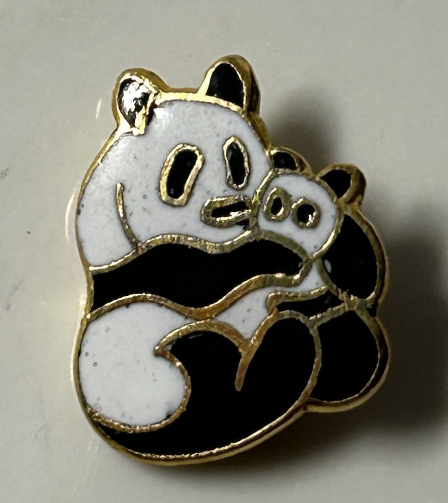 Panda Bear With Baby Bear Lapel Pin