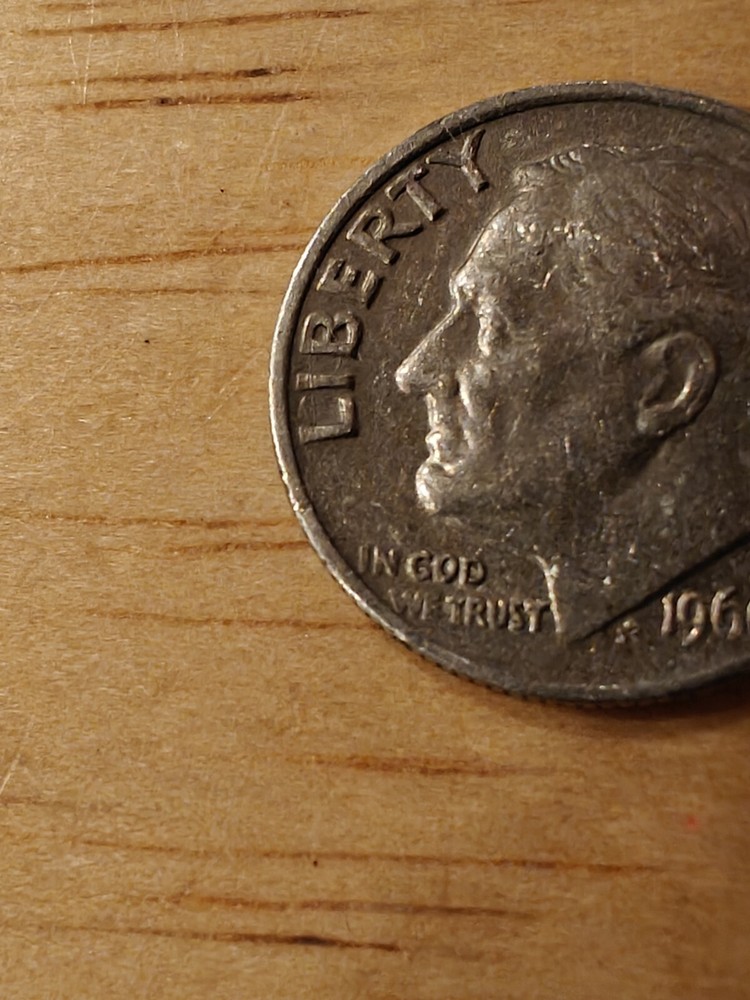 1966 Roosevelt Dime • No Mint Mark. Error On WE