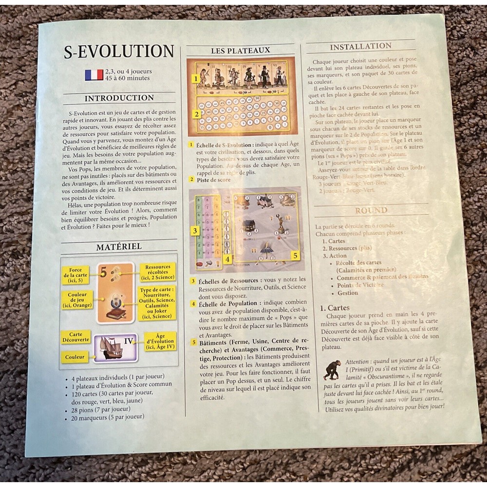 S-evolution Game card. Jean-Michel Maman game Complete