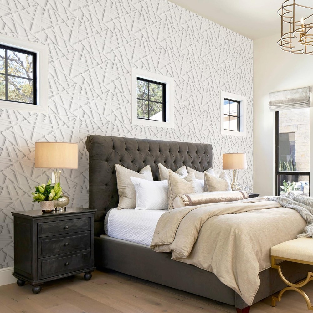 33 Pack 3D Wall Panels for Interior Wall Decor, 12''x12'' White Accent Textur...