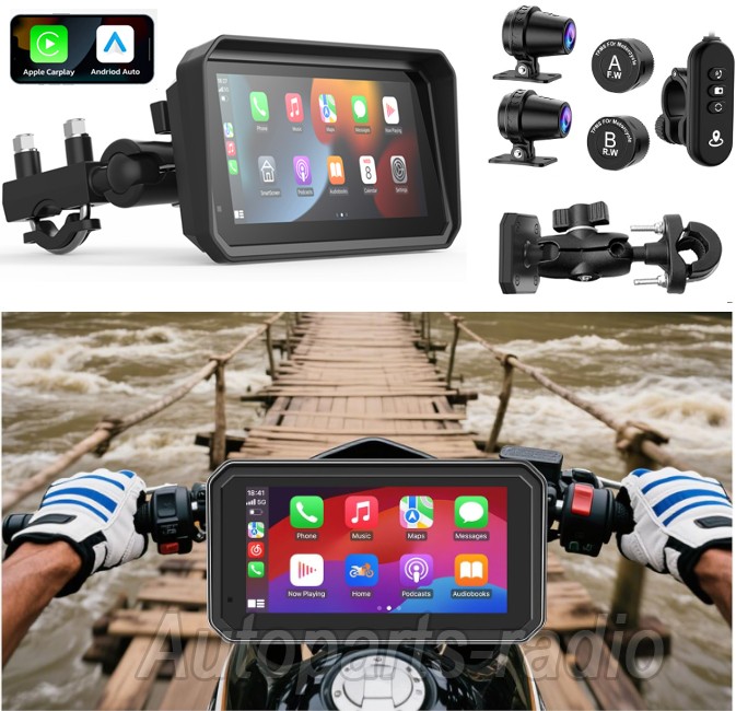 5.99" Motorcycle GPS Navigation Android Auto CarPlay Touchscreen Wifi Camera