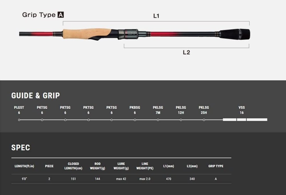 Tail Walk S98M-R Tailwalk Multi Lure Rod CRIMSON