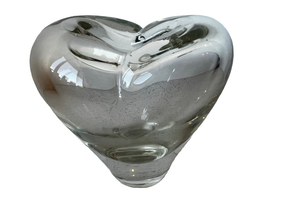 Hand Blown Clear Heart Vase 4” MCM