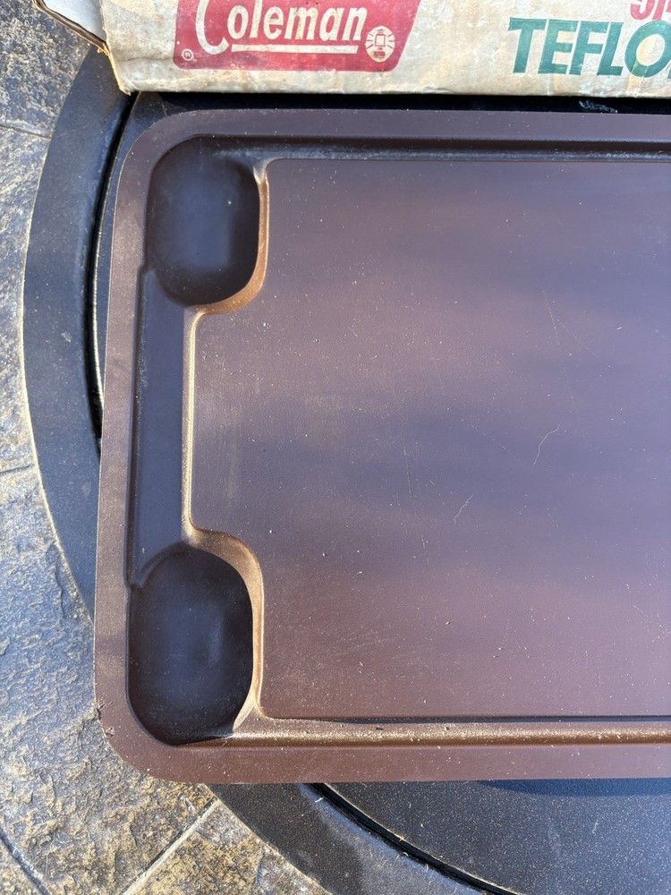 Vintage Coleman Griddle Rectangular w/ Reservoirs Cast Aluminum Teflon