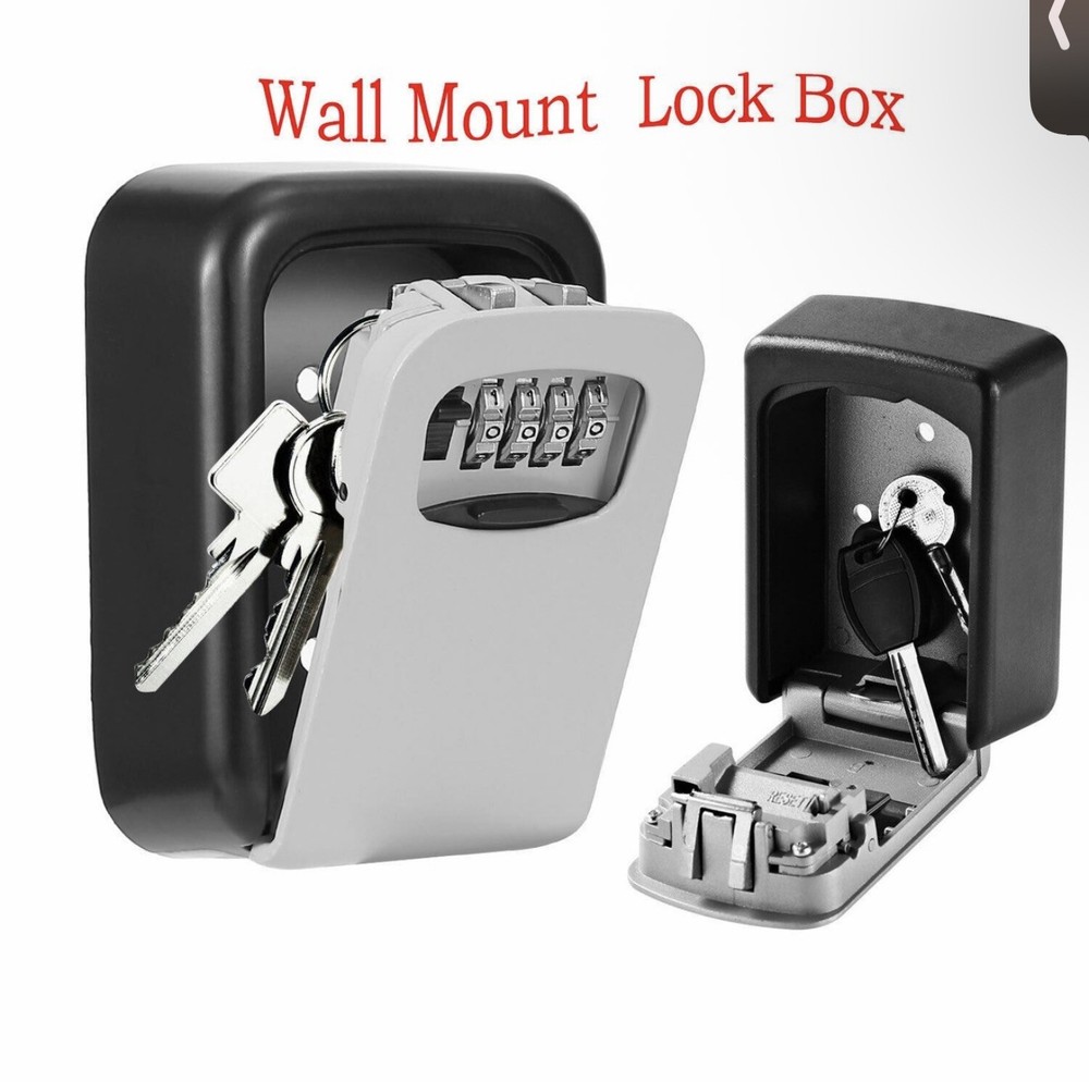 4 Digit Combination Key Safe Lock Box Wall Mount Security Storage Case Organizer