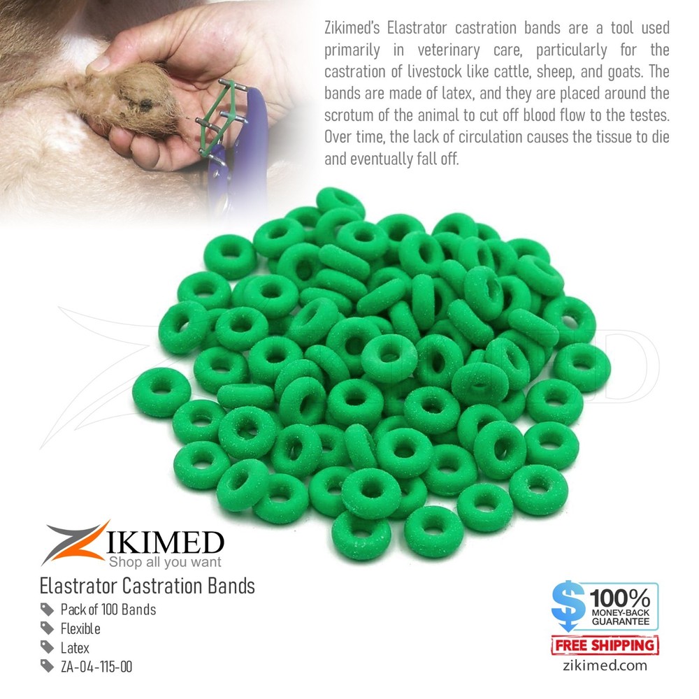 Elastrator Castration & Docking Rubber Ring 100 Ring in Bag Only