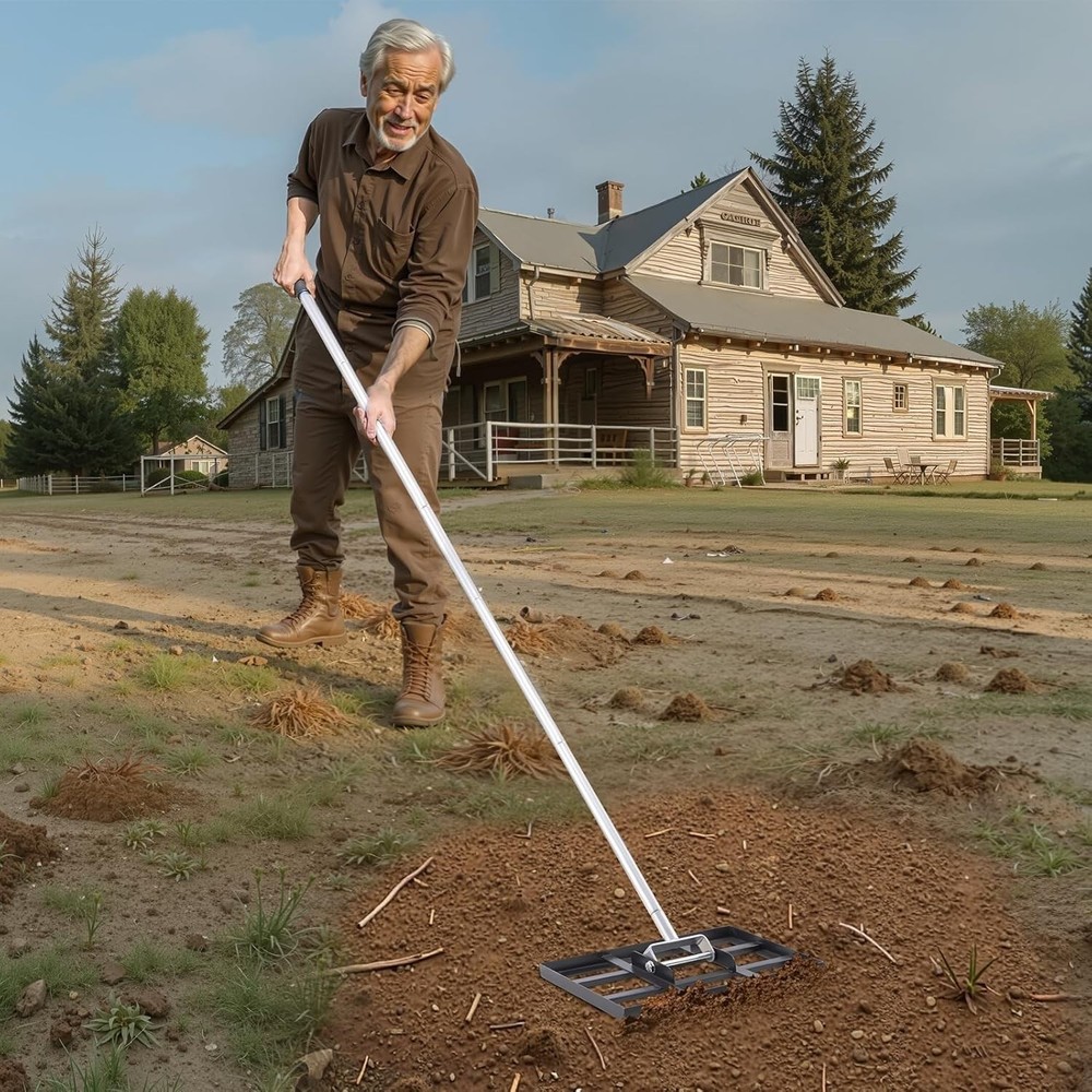 Comfortable Garden Leveling Rake for Lawn & Golf Course - 5 Height Adjustable
