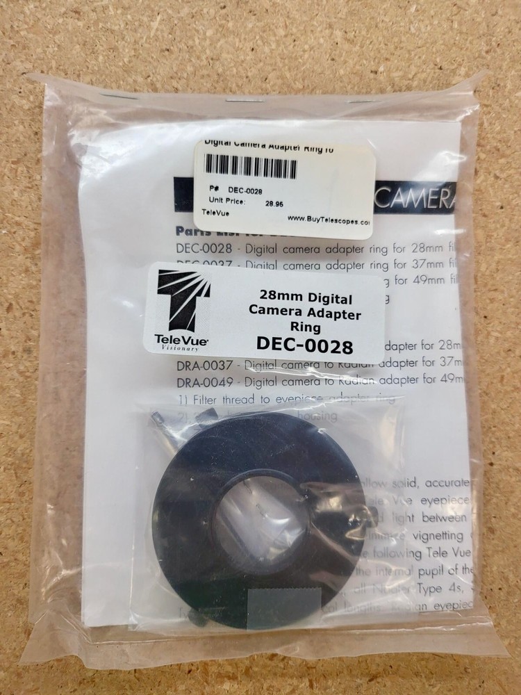 TeleVue 28mm Digital Camera Adapter Ring (DEC-0028)