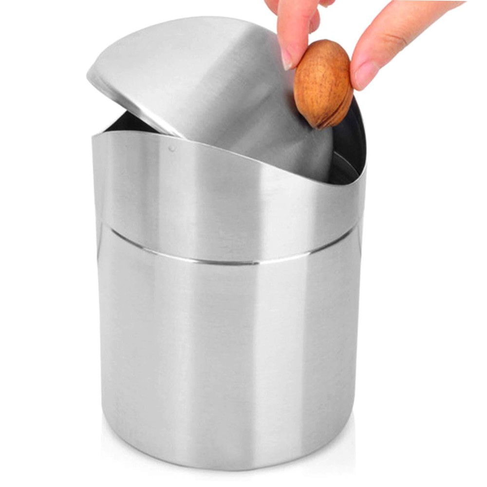 Jillick Small Mini Trash Can With Lid Brushed Stainless Steel Small Tiny Mini Tr