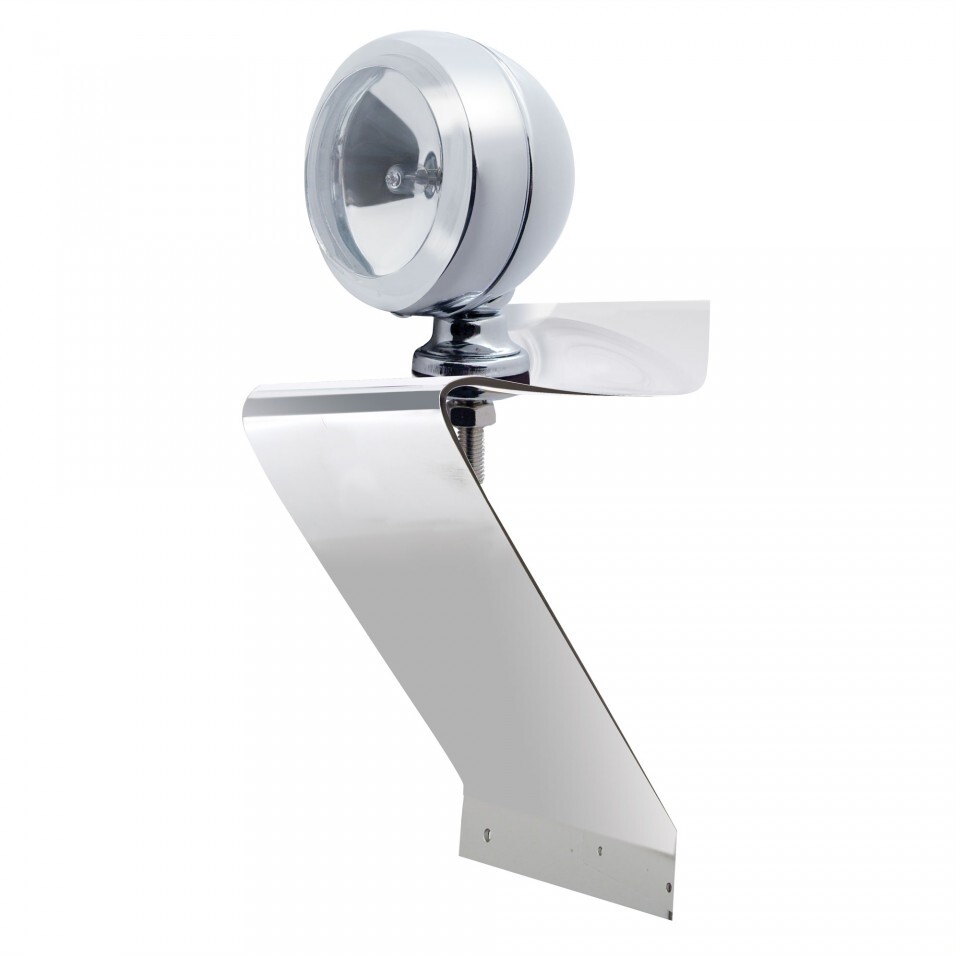 Stainless Triangle Light Bracket w/ 4" Clear Chrome Halogen Light