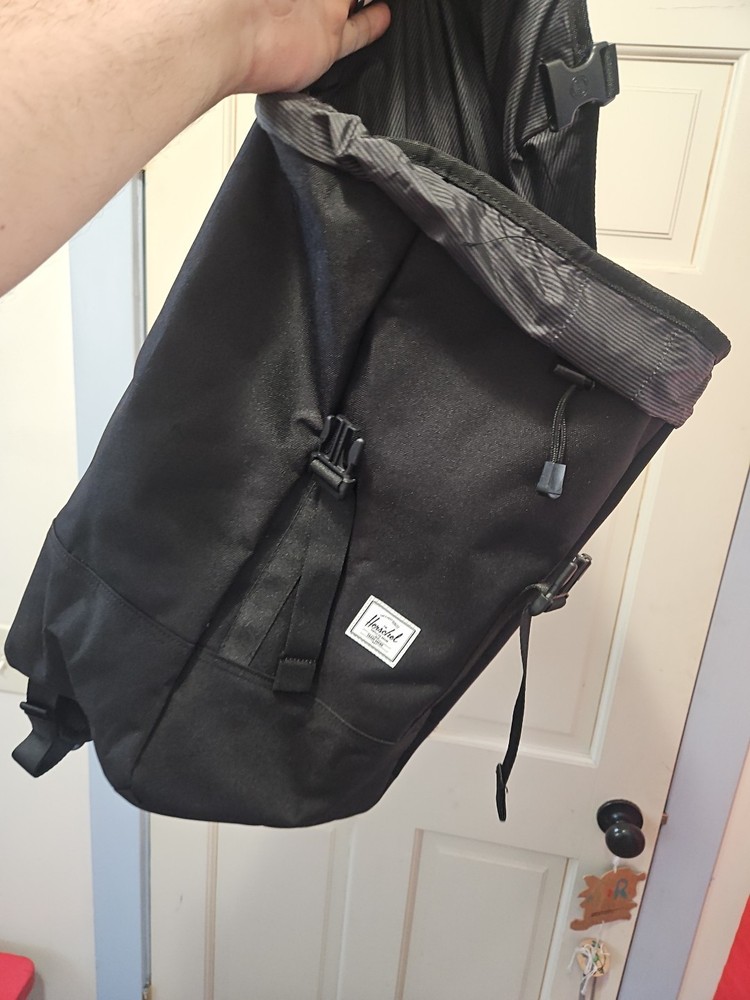 Herschel Black Backpack with Buckle Straps