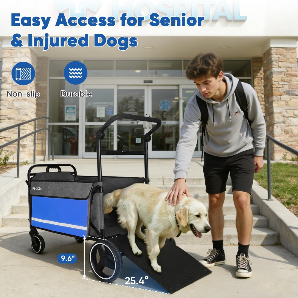 2-in-1 Dog Wagon Stroller for Large & Medium Dogs – Foldable Push & Pull Stro...