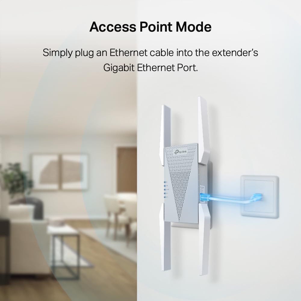 5.4 Gbps Tri-Band Wi-Fi 6E Range Extender - Coverage for 96 Devices 2800 Sq. Ft.