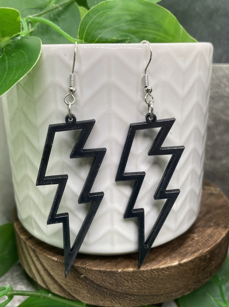 3.5” Earring Set Silver-tone Boho Lightening Bolt Dangle Drop New B7385