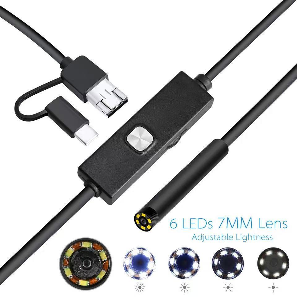 6LED USB Snake Endoscope Borescope HD Inspection Camera For Android Type C Lot