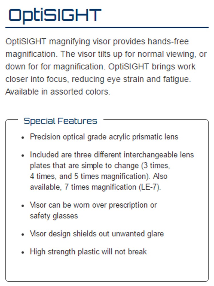 Donegan Blue OptiSight® Binocular Magnifying Visor Set w/3, 4, & 5 Power Lenses