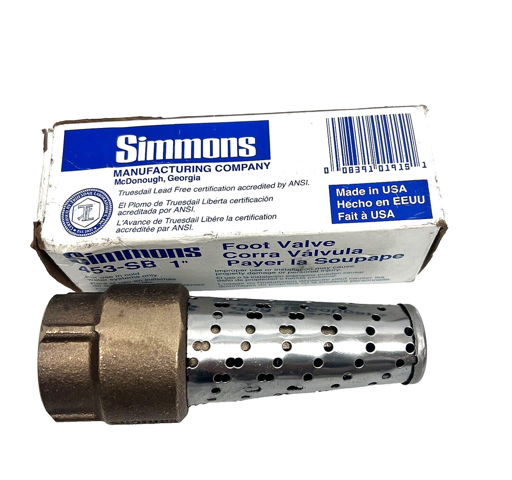 453SB 1" Foot Valve Lead Free