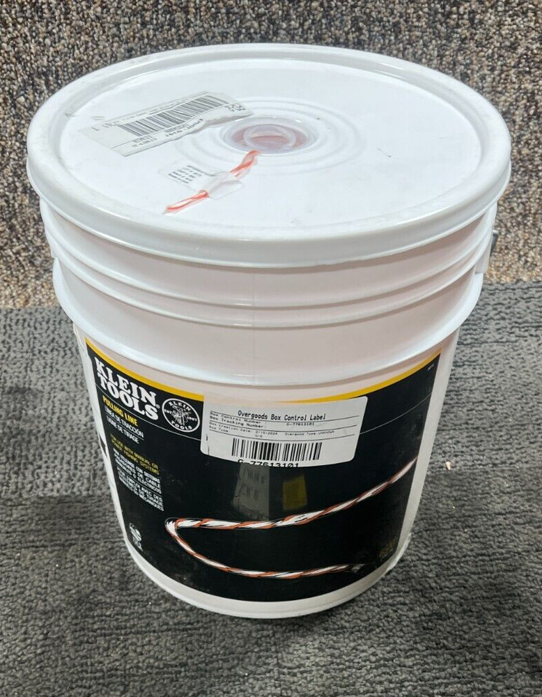 Klein Tools 56110 6500-Feet Bucket Poly Pull Line Orange Tracer Polypropylene