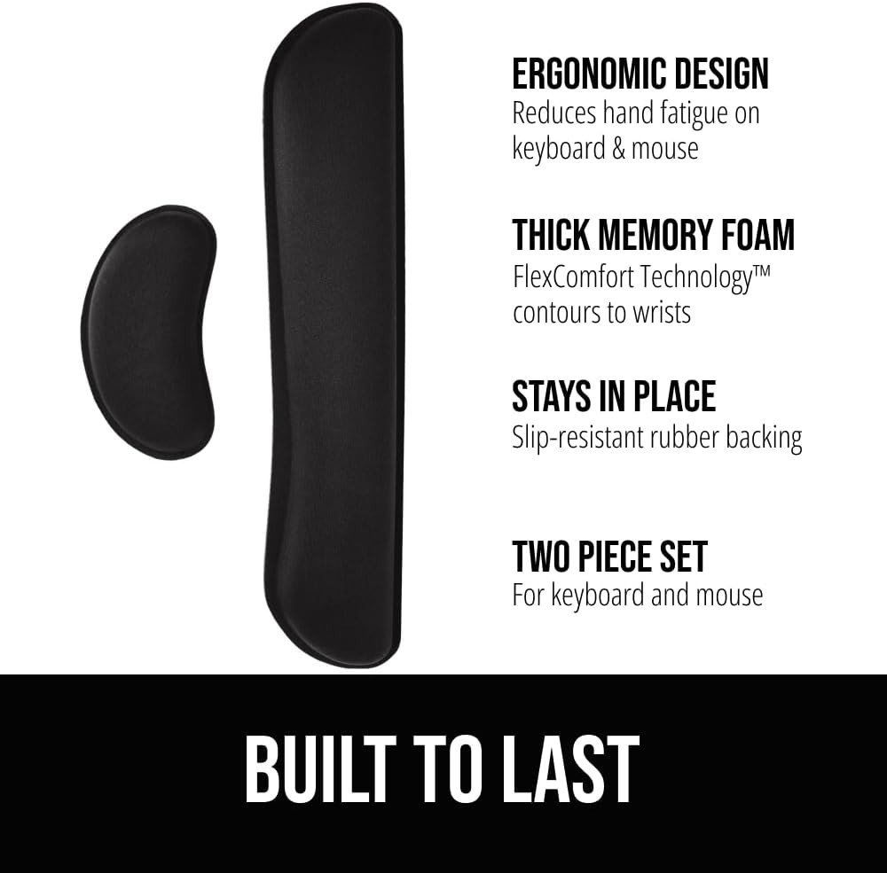 Silky Memory Foam Wrist Rest for Computer Keyboard, Mouse, Ergonomic Design f...