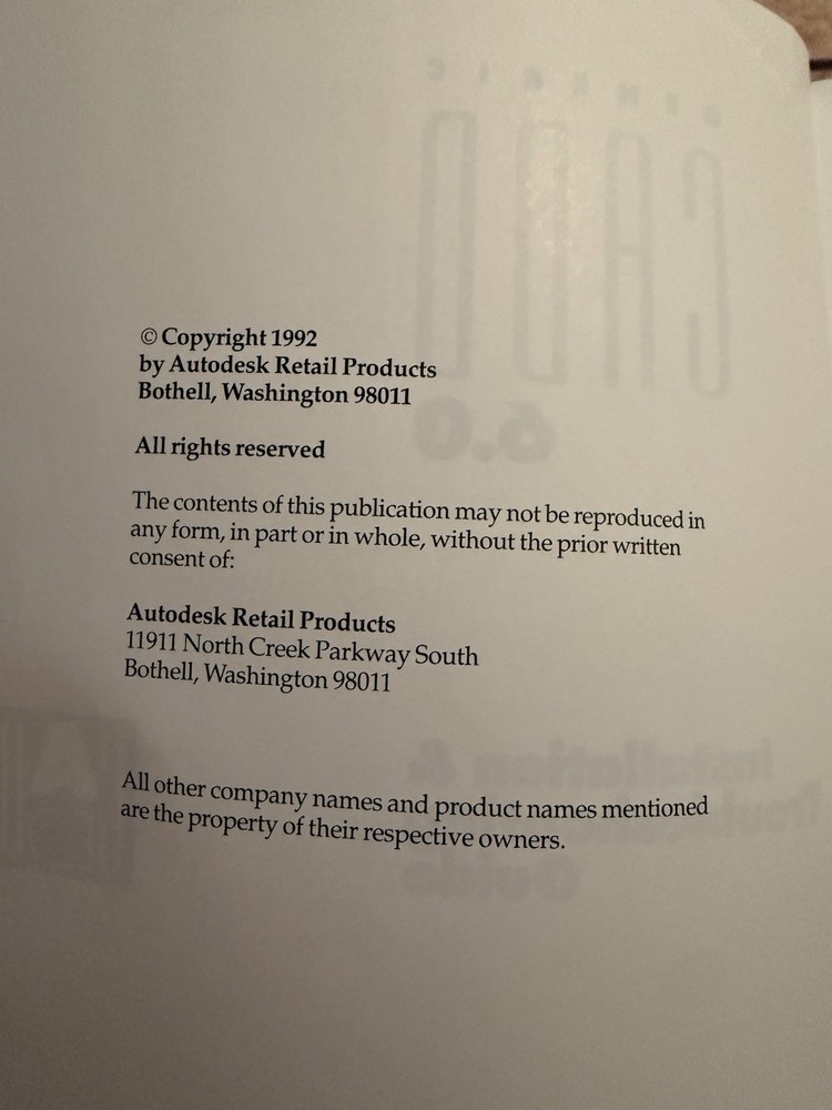 Generic CADD 6.0 Installation Troubleshooting Guide Autodesk 1992 Vintage