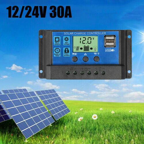 Solar Panel Charge Controller Regulator 12V/24V Auto 30A Battery Regulator LCD