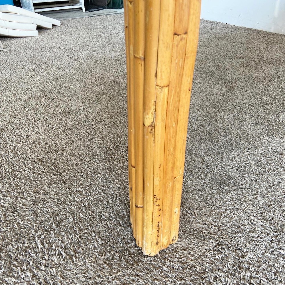 Boho Chic Split Bamboo Smoked Glass Top Dining Table