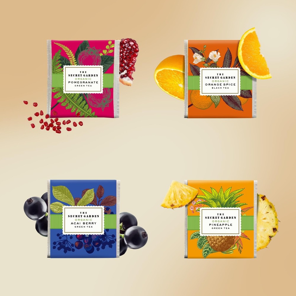 Organic Tea Bag Sampler Set - 80 Pack in Designer Tin for Gifting