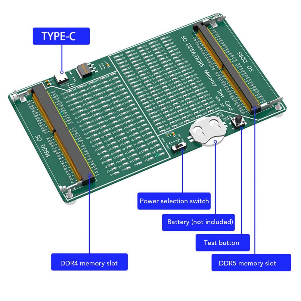 DDR4 DDR5 Memory Tester LED Light Troubleshooting Tool For Laptop Desktop Use