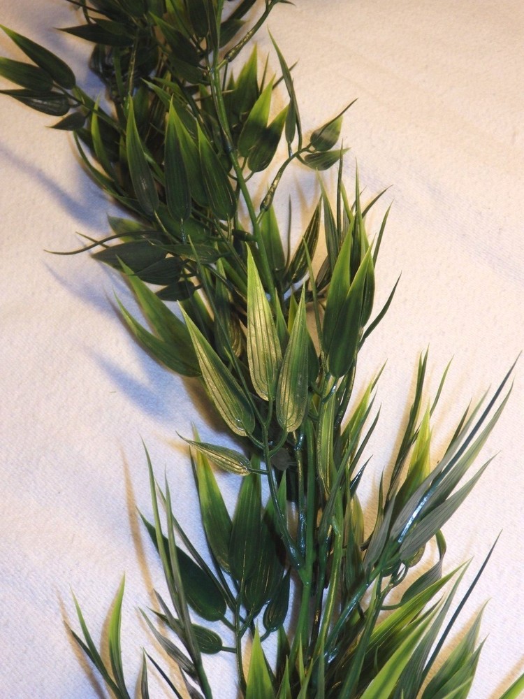 26" LARGE Bamboo Regular Leaf Aquarium soft plastic plant, stone base