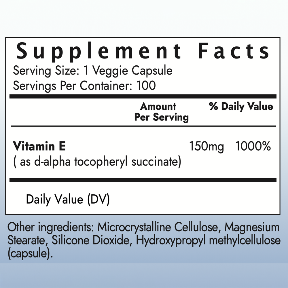 Vitamin E [d Alpha Tocopheryl Succinate] - Capsule, 100 Capsules