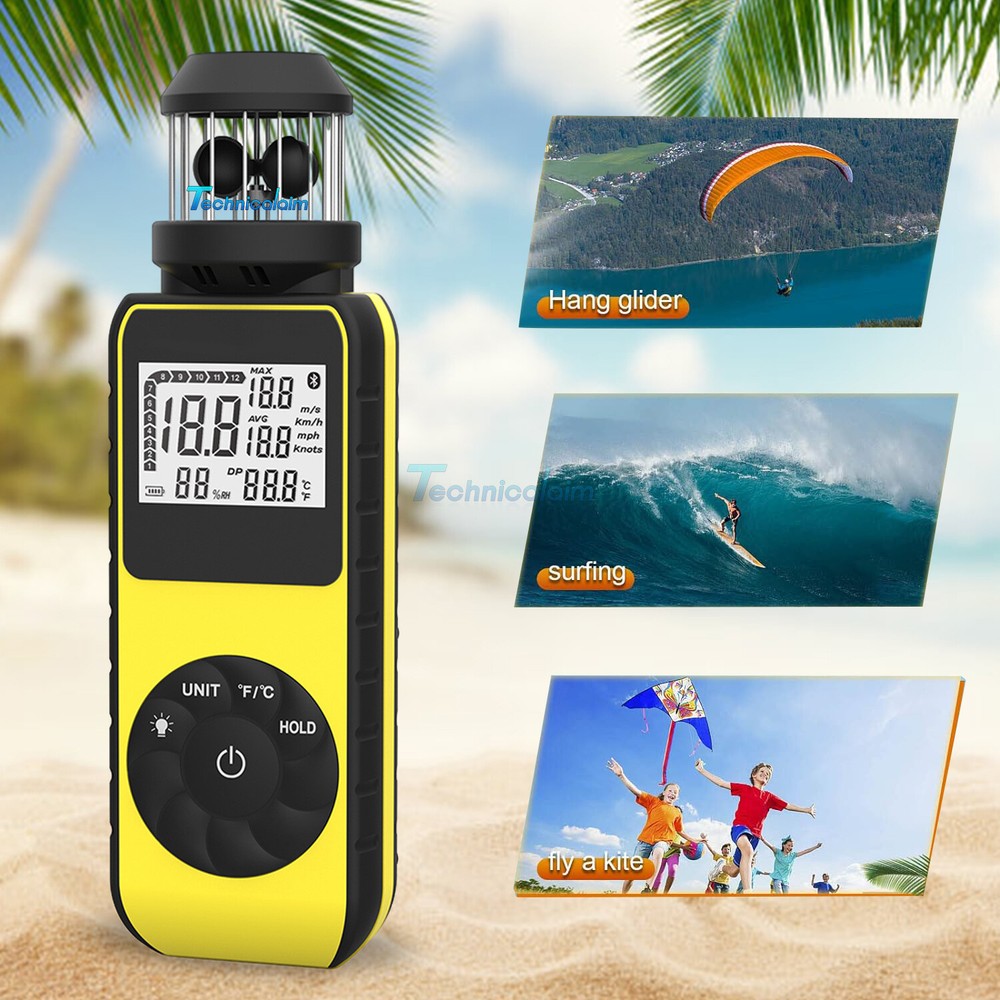 HP-881M Handheld Mini Anemometer 360 Degree Rotation Backlight Dual Temperature-