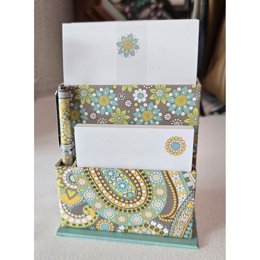 Vera Bradley Note Set Lemon Parfait Desk Organizer