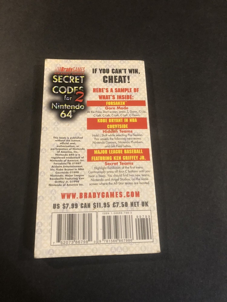 secret codes for Nintendo 64 vol 2 pocket strategy guide