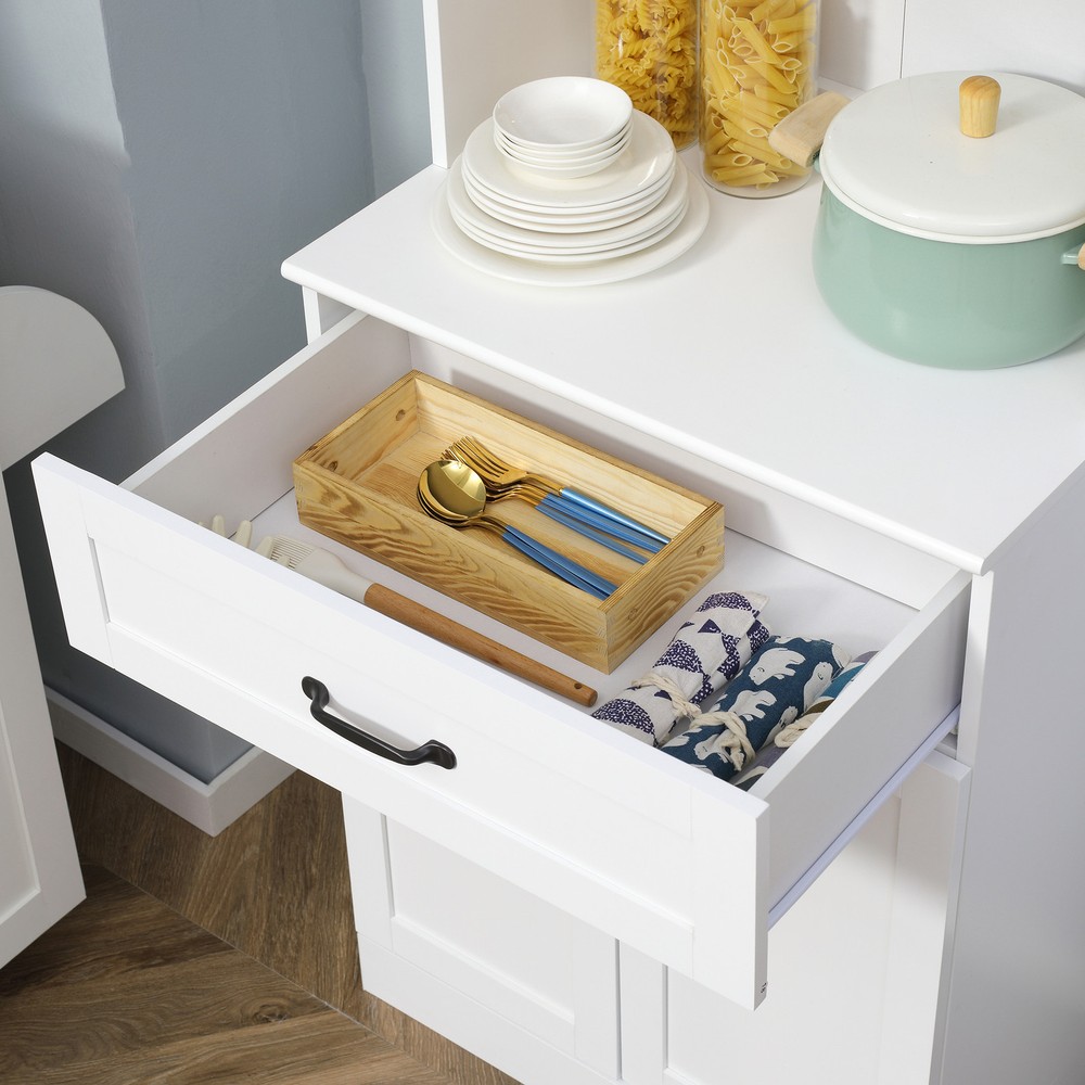 Kitchen Storage Cabinet, Pantry Organizer with 4 Doors, White