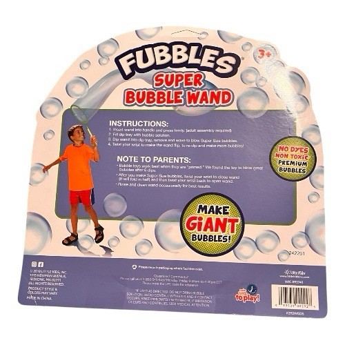 Fubbles Super Bubbles Wand Giant Bubbles Kit Tray Wand Bubble Solution
