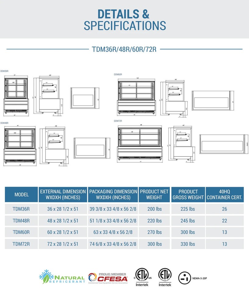 Commercial 72" Straight Glass Bakery Case