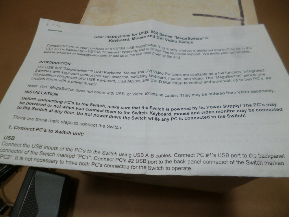 Vetra USB-802-IN2D4-DE 2 port USB DVI quad-head KVM switch W/ front panel