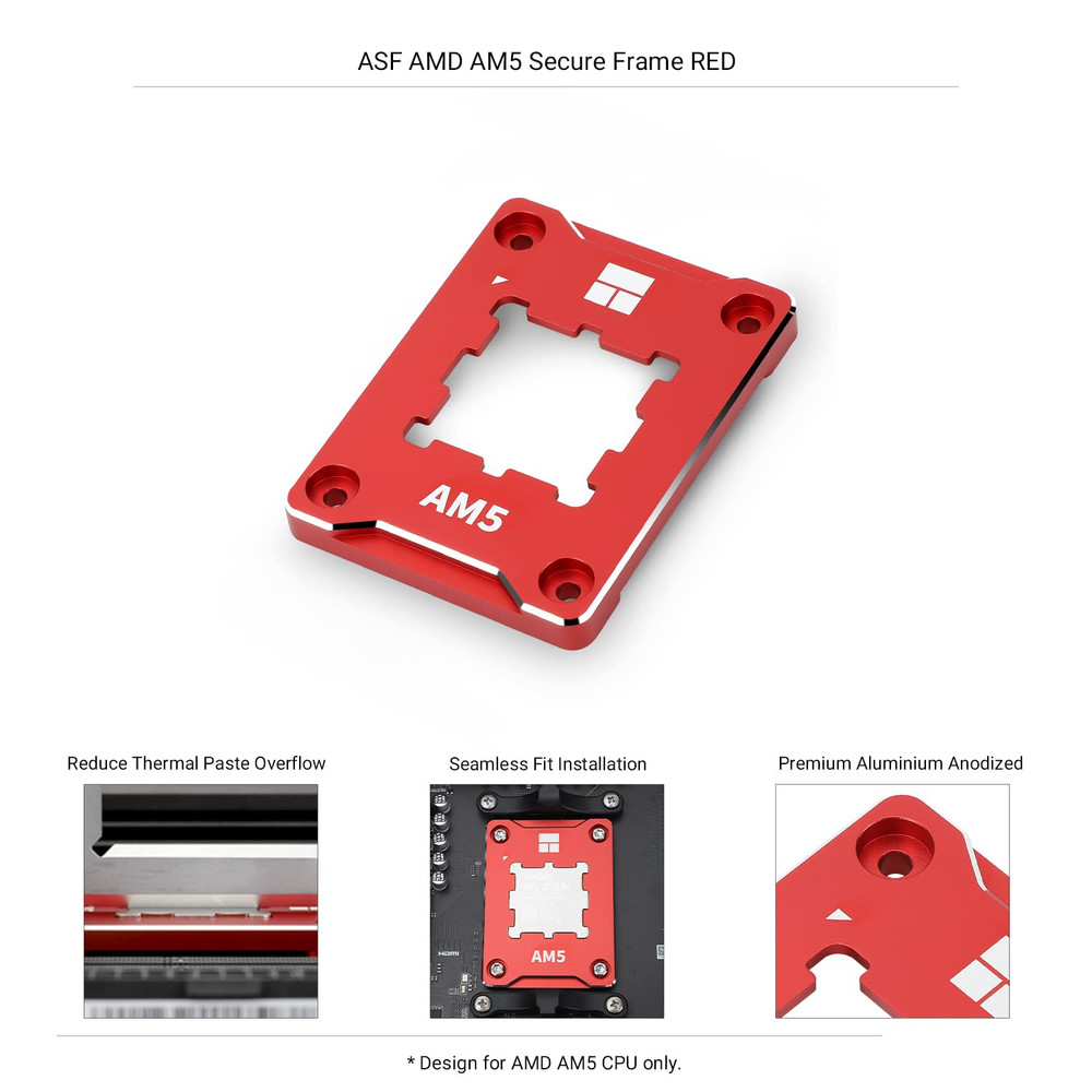 ASF-RED AM5 CPU Holder, Corrective Anti-Bending Fixing Frame, AM5 Full-Fit Fixed